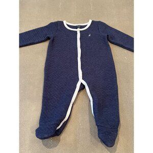 Nautica Navy Quilted 6/9M Snap Romper VGUC